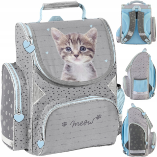 ŠKOLSKÁ TAŠKA CAT PASO PRE DIEVČATÁ TRIEDY 1 2 3 ŠEDÁ